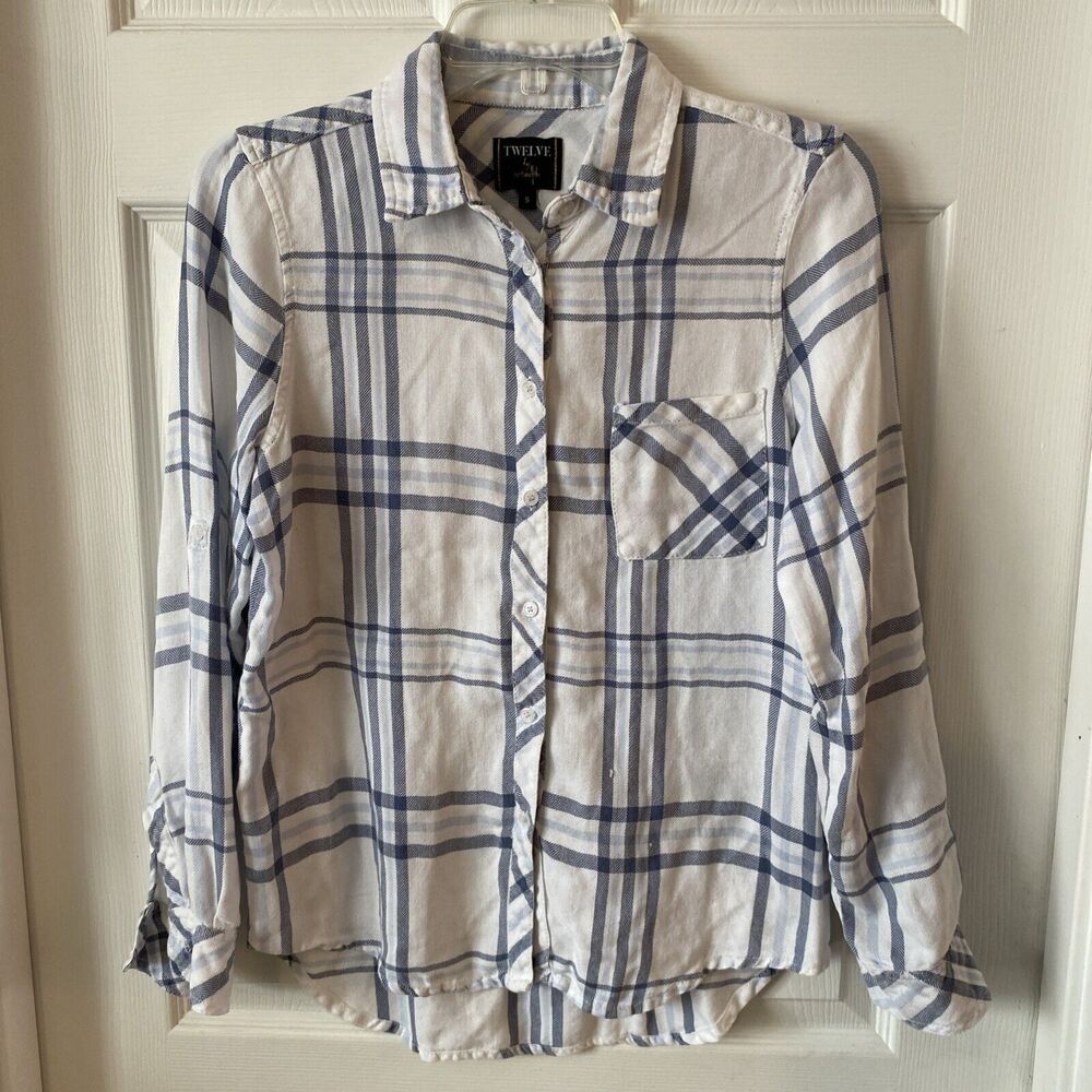 Twelve By Ontwelfth Women’s Button Up Shirt Plaid Long Sleeve Size Small Light